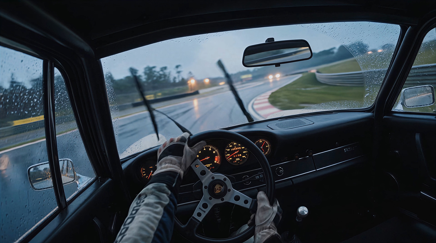 The Porsche RSR in motion — memory of its racing past